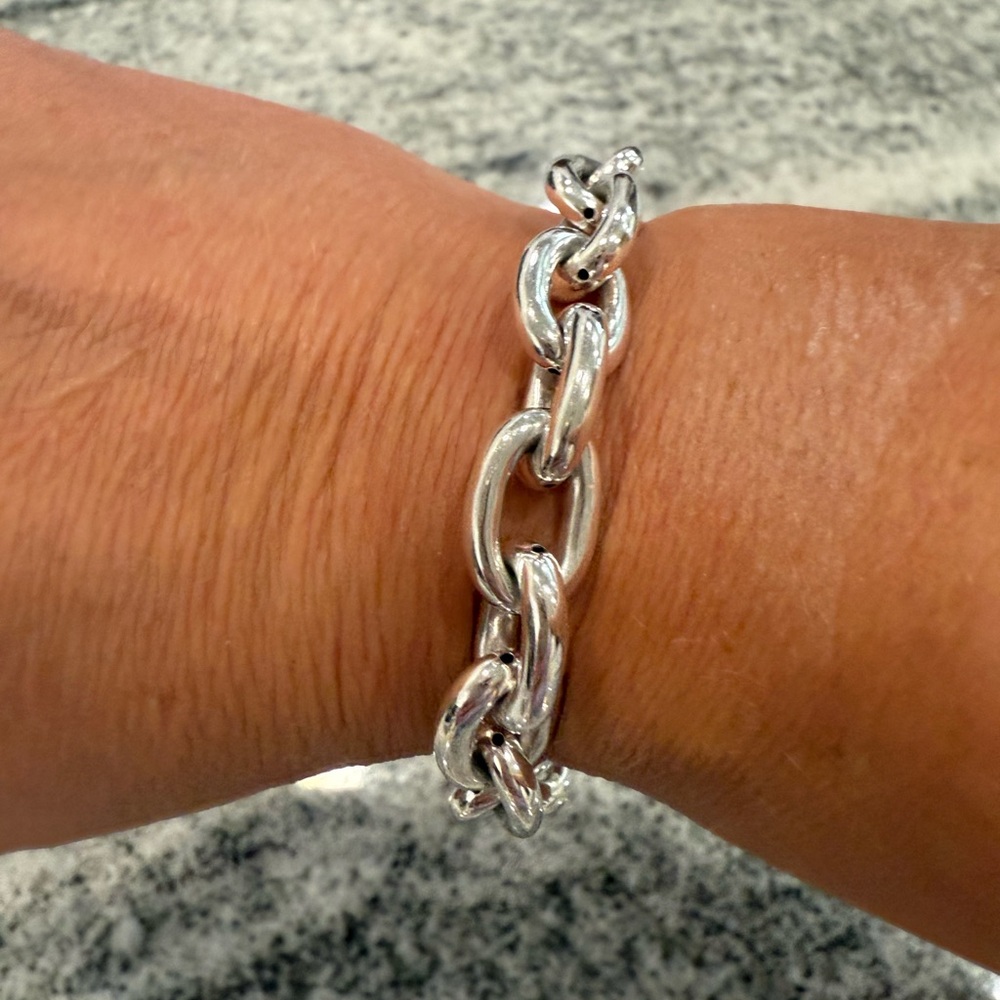 Solid Link Bracelet in Sterling Silver (7.25 In) 18.76 Grams - Picture 5 of 6